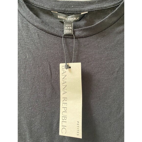 Banana Republic NWT Black Top Crew Neck Rouched Side Detail  Size XXS - Picture 4 of 5